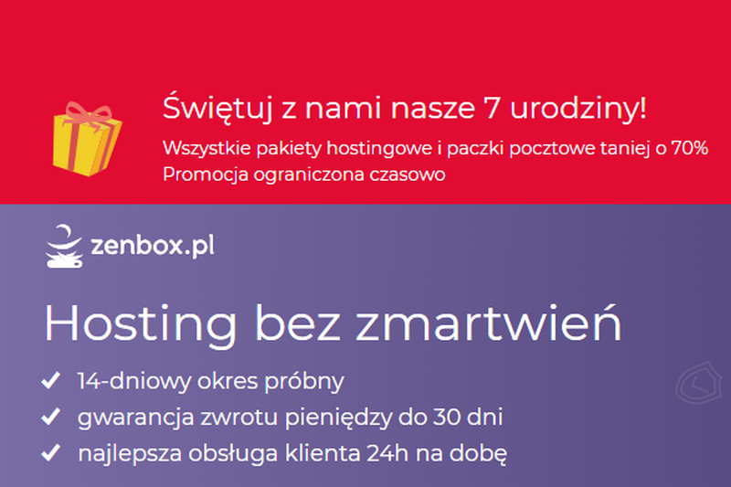 70% taniej na 7 urodziny zenbox.pl!